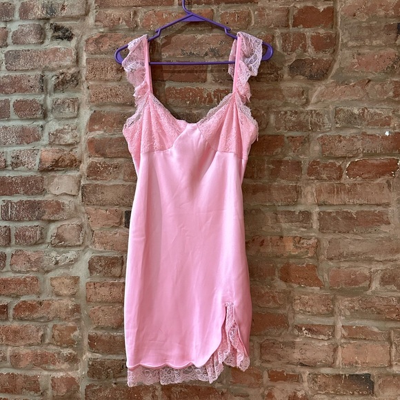 Dolls Kill Dresses & Skirts - Pink Lace Romantic Mini Slip Dress